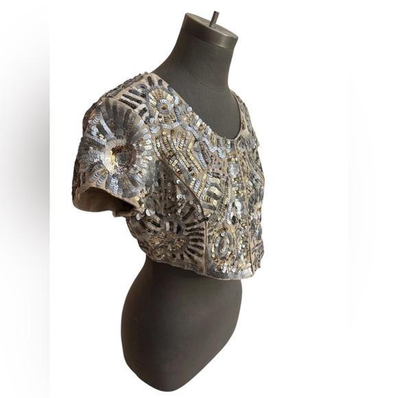 White House Black Market Sequin Bolero Jacket Champagne Medium - Picture 2 of 9